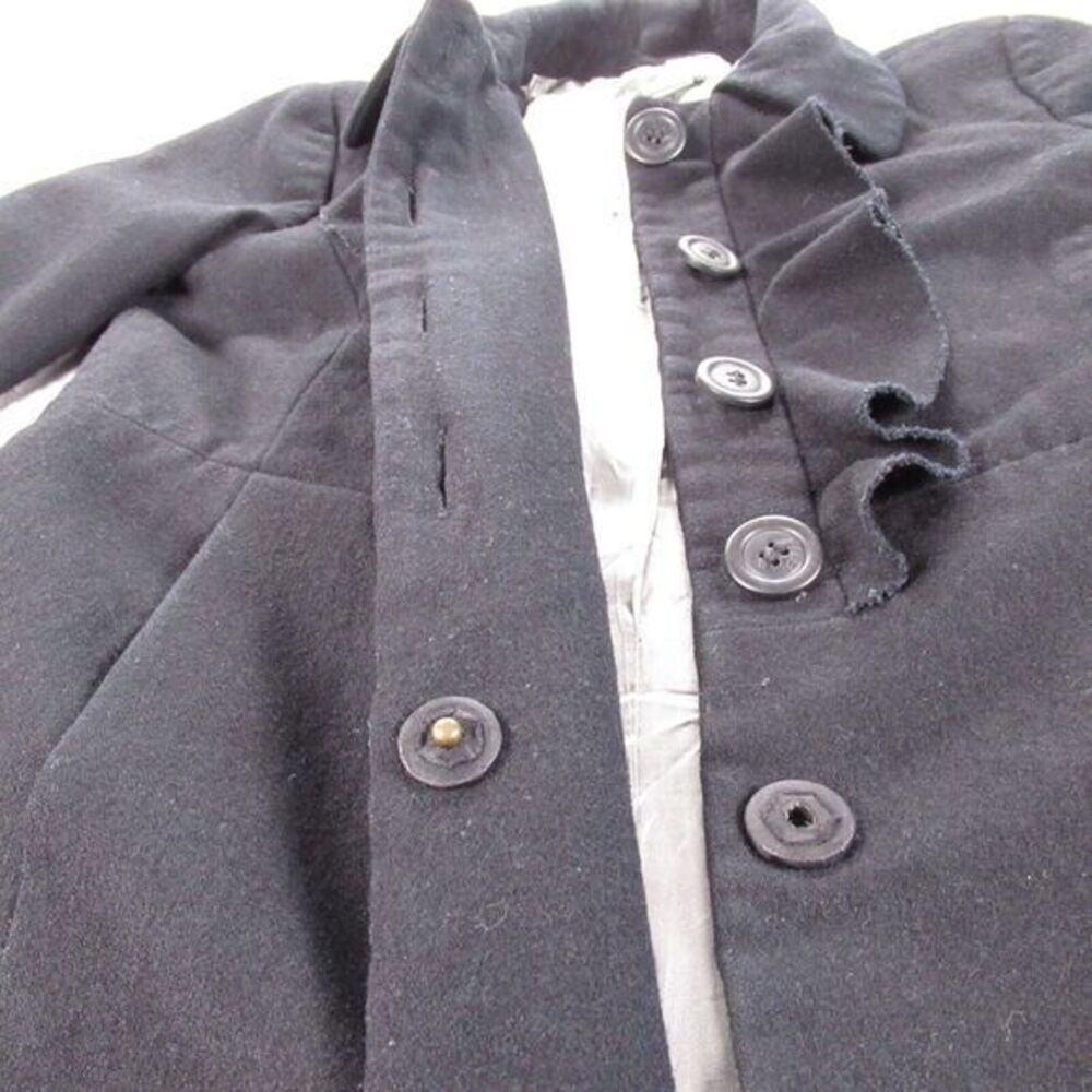 J Crew Wool Blend Jacket Womens 4 Black Lined Ruffle Button Front Peacoat‎ - Picture 11 of 15